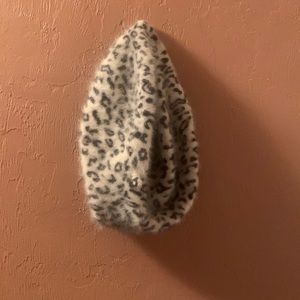 Leopard print angora beret